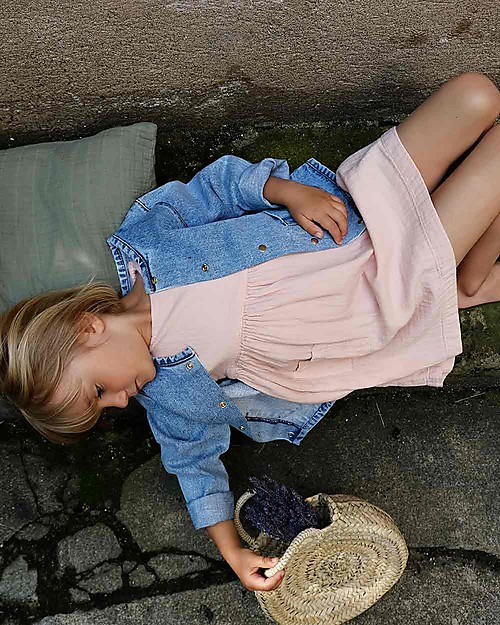 Poudre Organic Girl’s Sleeveless Dress Hibiscus, Evening Sand - 100% organic cotton Dresses_