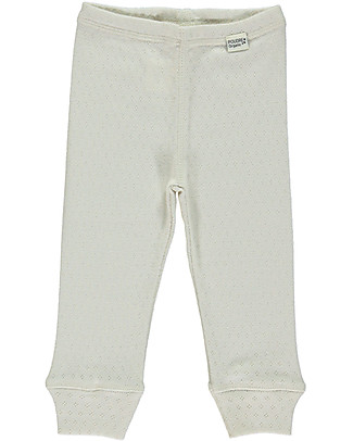 Poudre Organic Leggings Basilic - Almond Milk - Openwork Pattern - 100% Organic Cotton Leggings