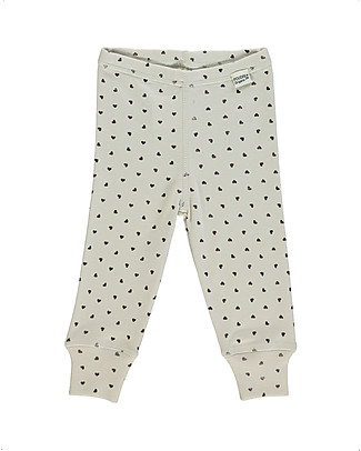 Poudre Organic Leggings Basilic - Black Hearts - 100% Organic Cotton Leggings