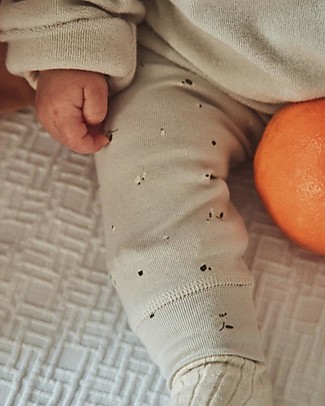 Poudre Organic Leggings Basilic - Flower Pattern - Lunar Rock - 100% Organic Cotton Leggings