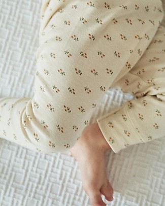 Poudre Organic Leggings Basilic - Indian Tan Flower Pattern - 100% Organic Cotton Leggings