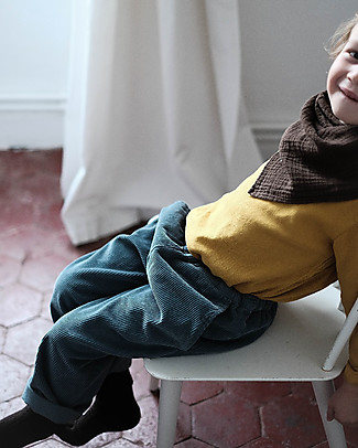 Poudre Organic Long Ribbed Trousers Pomelos - Stormy Weather - 100% organic cotton Trousers