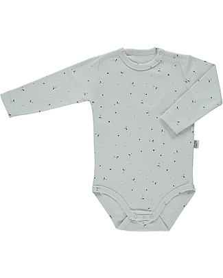 Poudre Organic Long Sleeved Bodysuit Aloes - Flower Pattern - Lunar Rock - 100% Organic Cotton Long Sleeves Bodies