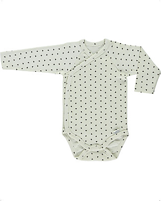 Poudre Organic Long Sleeved Lierre Bodysuit - Black Hearts - 100% Organic Cotton Long Sleeves Bodies