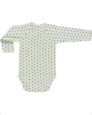 Poudre Organic Long Sleeved Lierre Bodysuit - Black Hearts - 100% Organic Cotton Long Sleeves Bodies