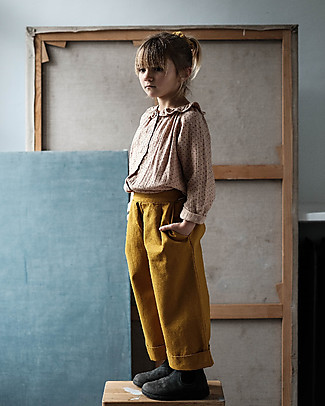 Poudre Organic Long Sleeves Blouse Charme - Maple Sugar Fleurs - 100% organic cotton Evening Tops