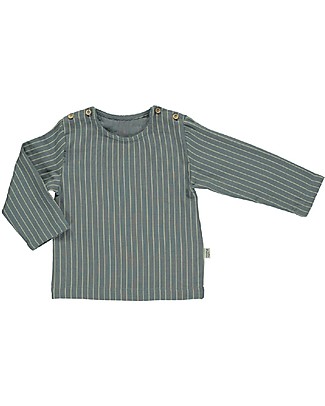 Poudre Organic Long Sleeves Blouse with Buttons Houblon - Stormy Weather Rayures (3 years) - 100% organic cotton Evening Tops