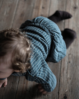 Poudre Organic Long Sleeves Blouse with Buttons Houblon - Stormy Weather Rayures (3 years) - 100% organic cotton Evening Tops