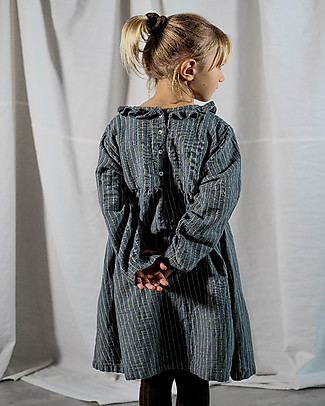 Poudre Organic Long Sleeves Girl Dress Campanule - Stormy Weather Stripes - 100% organic cotton Dresses