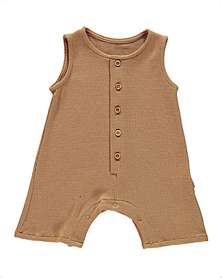 Poudre Organic Onepiece Poivre - Indian Tan - 100% Organic Cotton Honeycomb Short Rompers