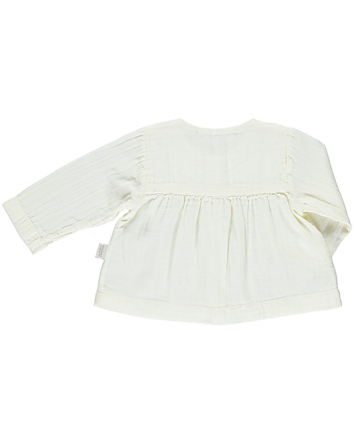 Poudre Organic Romarin Girl Blouse with Bottons (from 3 years), Lait - 100% organic cotton Long Sleeves Tops