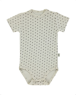 Poudre Organic Short Sleeved Aloes Bodysuit - Black Hearts - 100% Organic Cotton Short Sleeves Bodies