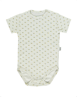 Poudre Organic Short Sleeved Aloes Bodysuit - Honey Floral Pattern - 100% Organic Cotton Short Sleeves Bodies