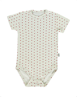 Poudre Organic Short Sleeved Aloes Bodysuit - Lipstick Hearts - 100% Organic Cotton Short Sleeves Bodies