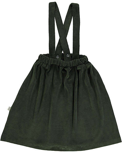 Poudre Organic Skirt with Suspenders Muguet - Forest Green - Organic Cotton Terry Skirts
