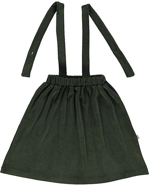 Poudre Organic Skirt with Suspenders Muguet - Forest Green - Organic Cotton Terry Skirts