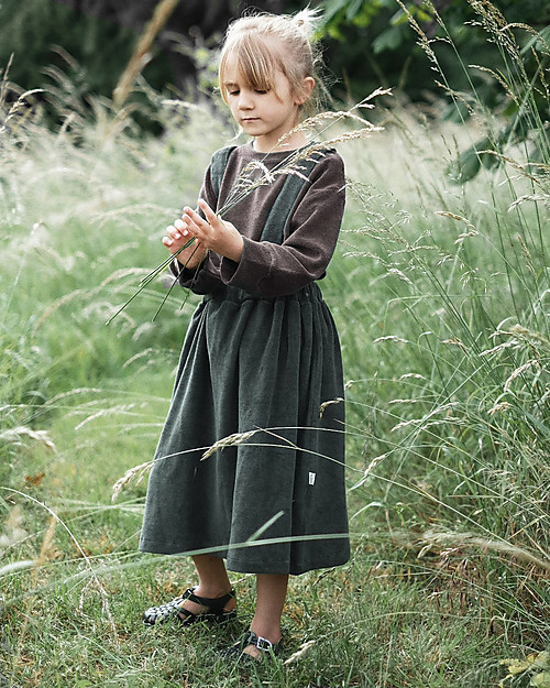 Poudre Organic Skirt with Suspenders Muguet - Forest Green - Organic Cotton Terry Skirts