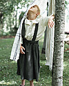 Poudre Organic Skirt with Suspenders Muguet - Forest Green - Organic Cotton Terry Skirts