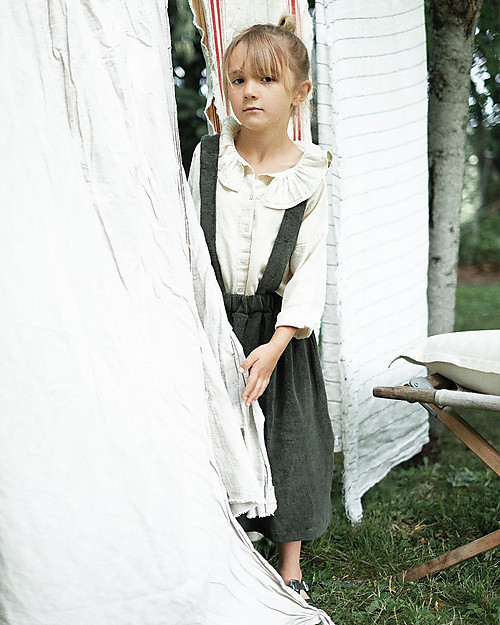 Poudre Organic Skirt with Suspenders Muguet - Forest Green - Organic Cotton Terry Skirts