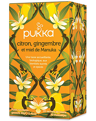 Pukka Lemon, Ginger & Maunka Honey Tisane, 20 teabags - It stimulates the body’s defenses Infusions