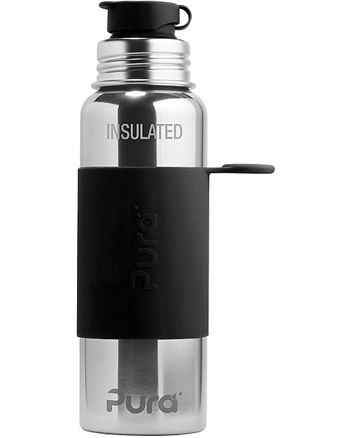Pura Kiki Sport Insulated Bottle, Black, 650 ml - The first 100% plastic-free sport battle on the market! Thermos Bottles