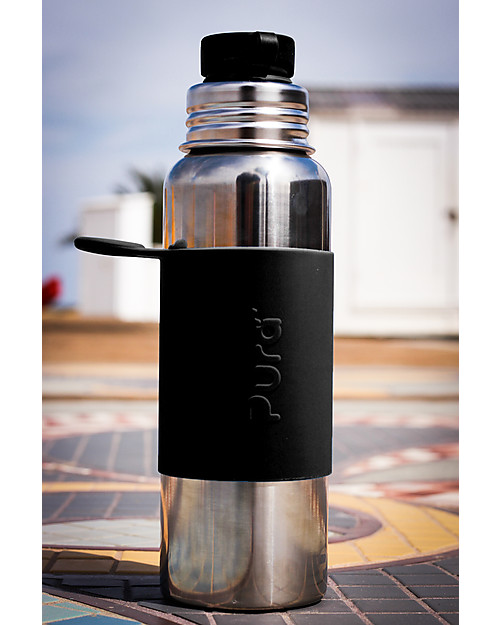 Pura Kiki Sport Insulated Bottle, Black, 650 ml - The first 100% plastic-free sport battle on the market! Thermos Bottles