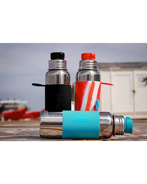 Pura Kiki Sport Insulated Bottle, Black, 650 ml - The first 100% plastic-free sport battle on the market! Thermos Bottles
