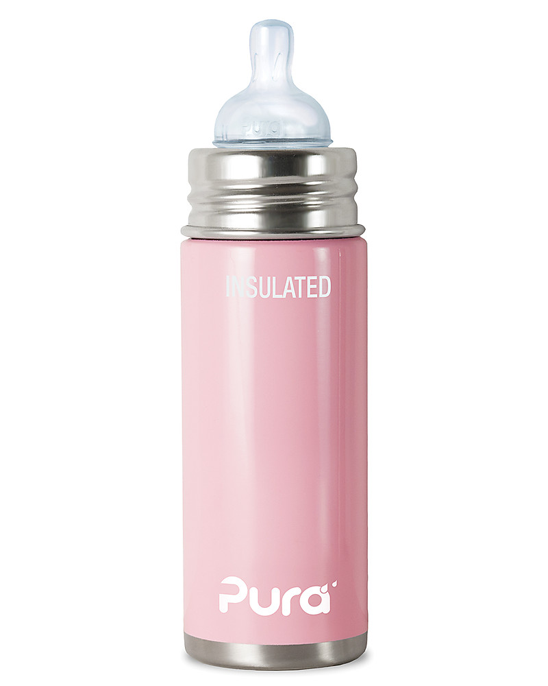 Pura Kiki Stainless Steel Vacuum Insulated Toddler - 250ml - Medium Flow  Teat 3+ months - Pink unisex (bambini)