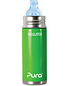 Pura Kiki Stainless Steel Vacuum Insulated Toddler Sippy Bottle - 266ml - 6+ months - Green Teats