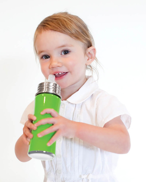 Pura Kiki Stainless Steel Vacuum Insulated Toddler Sippy Bottle - 266ml - 6+ months - Green Teats
