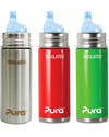 Pura Kiki Stainless Steel Vacuum Insulated Toddler Sippy Bottle - 266ml - 6+ months - Green Teats