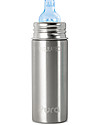 Pura Kiki Stainless Steel Vacuum Insulated Toddler Sippy Bottle - 266ml - 6+ months - Natural Stainless Thermos Bottles