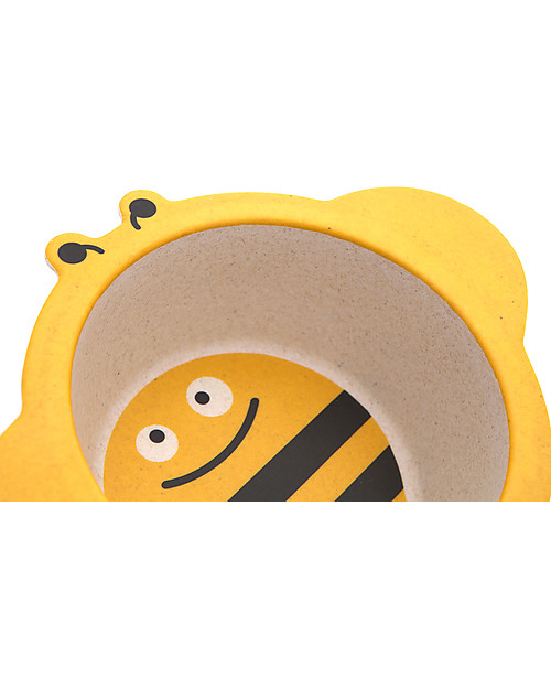 Pure Kids Bamboo Children Dining Set, 3 pieces, Bee - Biodegradable, free from BPA, PVC and phthalates! Meal Sets