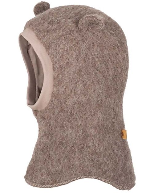 Pure Pure by Bauer Balaclava Cap with Ears - Walnut - Cotton/Organic Merino Wool GOTS Winter Hats