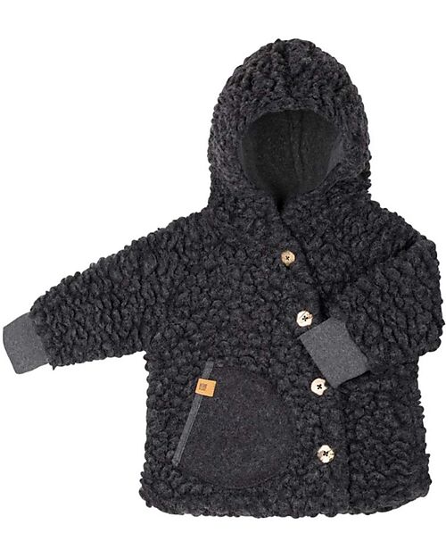 Pure Pure by Bauer Hooded Teddy Jacket - Anthracite - Virgin Wool and Tencel Jackets