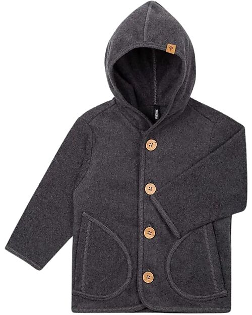Pure Pure by Bauer Jacket Fleece - Wooden buttons - Anthracite - 100% Organic Cotton GOTS Jackets