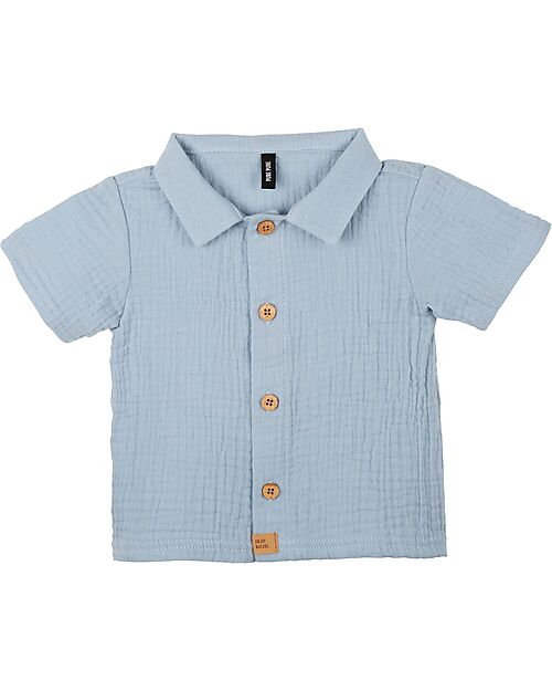 Pure Pure by Bauer Shirt with Buttons - Light Blue - 100% Organic Cotton GOTS Certified Shirts And Blouses