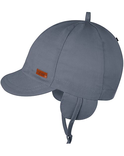 Pure Pure by Bauer Summer Hat - with Drawstring and Brim - Denim Blue - Linen and Cotton Sunhats