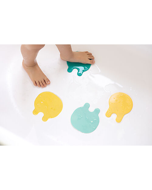 Quut Bathroom Stickers with Suction Cup - Grippi Jellyfish - Minty Yellow -8 Pieces Beach Toys