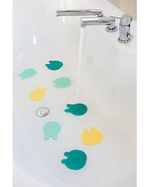Quut Bathroom Stickers with Suction Cup - Grippi Jellyfish - Minty Yellow -8 Pieces Beach Toys