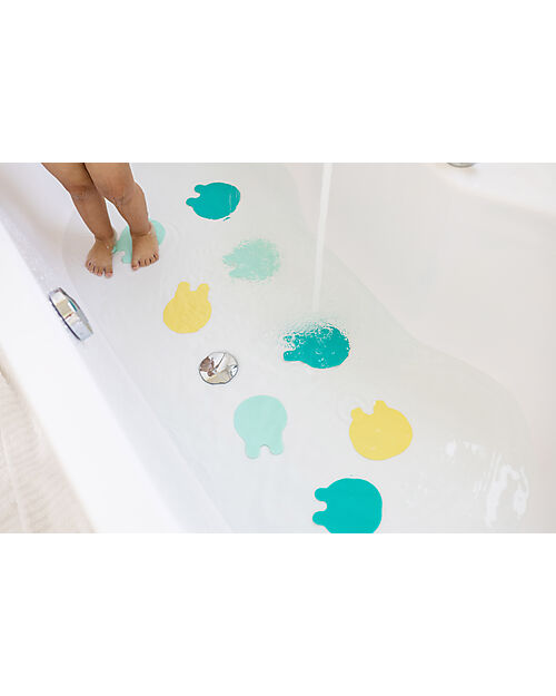 Quut Bathroom Stickers with Suction Cup - Grippi Jellyfish - Minty Yellow -8 Pieces Beach Toys
