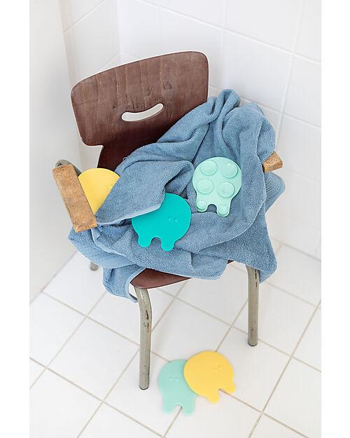 Quut Bathroom Stickers with Suction Cup - Grippi Jellyfish - Minty Yellow -8 Pieces Beach Toys
