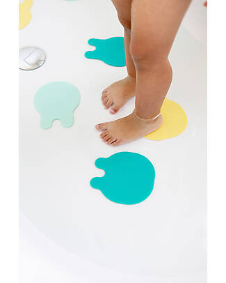 Quut Bathroom Stickers with Suction Cup - Grippi Jellyfish - Minty Yellow -8 Pieces Beach Toys
