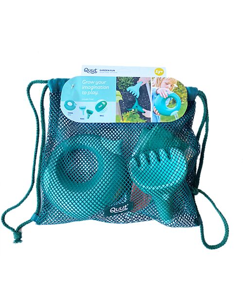 Quut Beach Set - Garden Green - Ball/Watering Can and Rake - with Colored Bag Beach Toys