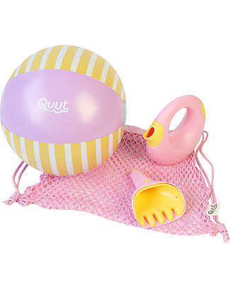 Quut Garden Set - Banana Pink - Ball/Watering Can and Rake - with Colored Bag Gardening Toys