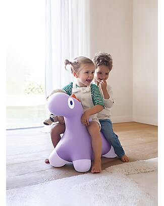 Quut Inflatable Rideable Toy - Hoppi Dino - Violet - Vinyl Rides On
