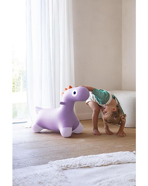 Quut Inflatable Rideable Toy - Hoppi Dino - Violet - Vinyl Rides On