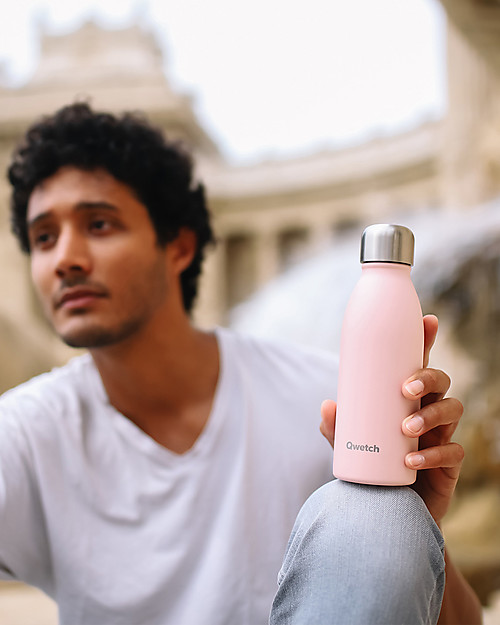 Qwetch Insulated Stainless Steel Bottle - Pastel Pink - 260ml Thermos Bottles