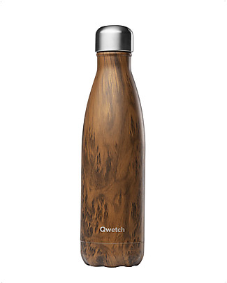 Qwetch Insulated Stainless Steel Bottle - Wood - 500ml Thermos Bottles