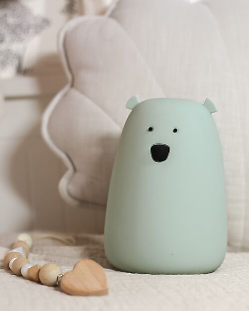 Rabbit & Friends Big Bear Silicone Night Light - Sage - 16x10.7 cm Nightlights